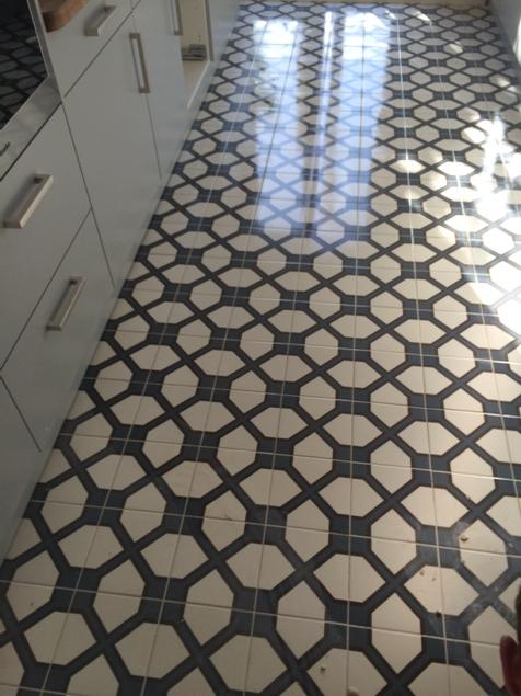 Fired earth floor tiles laid in Brighton over thermonet underfloor heating