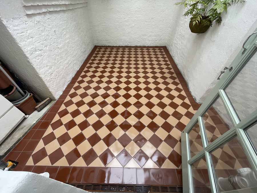 Patio in red and buff Original Style tiles tiled in Brighton